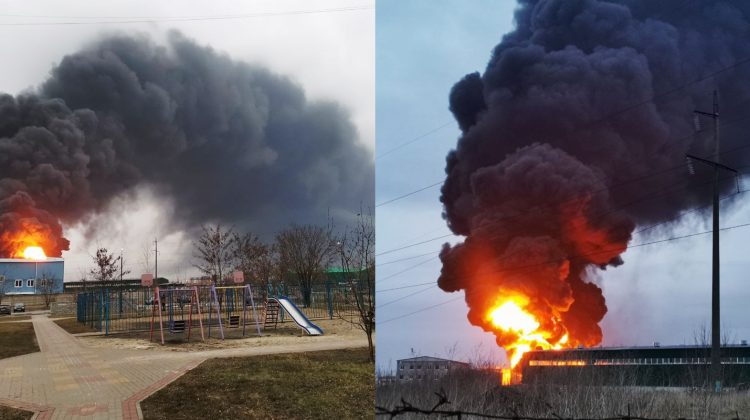 VIDEO Belgorod: Incendiu la un depozit de petrol. Rușii dau vina pe atacurile aeriene ale Ucrainei