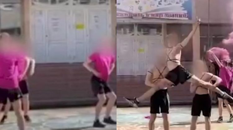 VIDEO Sărbătoare cu „dansuri LGBT perverse” la un liceu rus. Internauții, șocați de fumul mov și curelele din piele