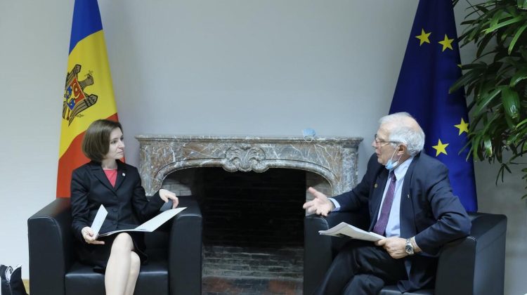 Maia Sandu și-a încheiat vizita la Bruxelles cu o întrevedere cu Josep Borrell, comisar UE pentru Afaceri Externe