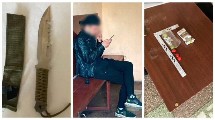 Droguri și un cuțit – depistate asupra unui bărbat din Chișinău! A ajuns la inspectorat
