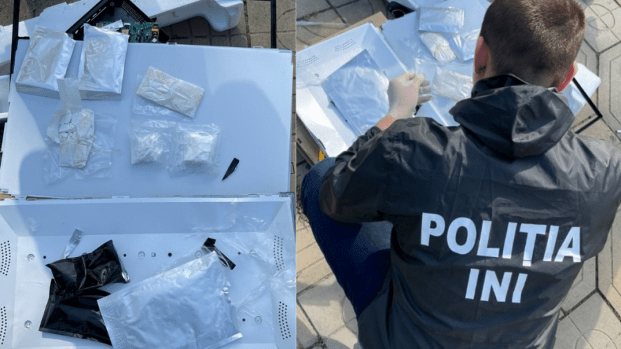 FOTO, VIDEO Cocaină de un milion de lei, ascunsă într-un televizor. Coletul cu „surprize” venea din Spania