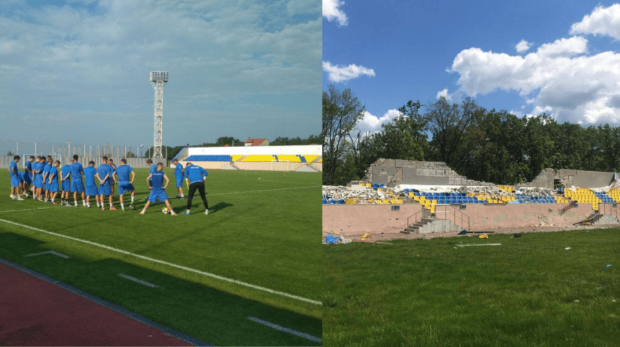 FOTO Un stadion din Harkov a fost făcut una cu pământul. Era locul unde se antrena naționala de fotbal a Ucrainei