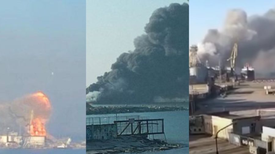VIDEO Explozii puternice într-un port! Rușii spun că e deminare, ucrainenii – că au lichidat armamentul lui Putin
