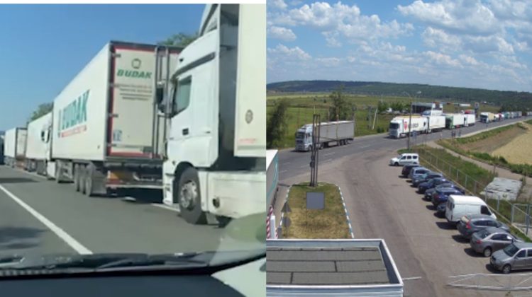 FOTO, VIDEO Camioanele staționează kilometri la Leușeni! Rânduri de TIRuri, filmate joi dimineața #Ziua11