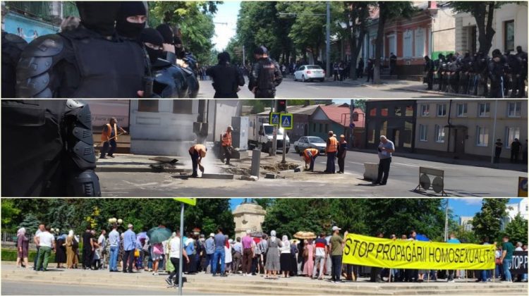Protestari către mascați: „Poliție îngenuncheată”! Marșul LGBT de la Chișinău, în imagini FOTO și VIDEO