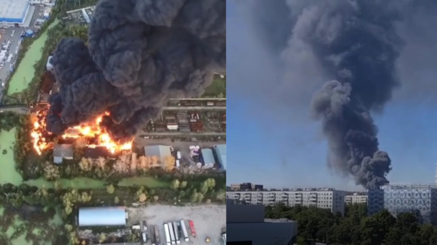 VIDEO Incendiu de proporții la Moscova! Un nor imens de fum poate fi văzut aproape din toate zonele orașului