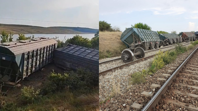 VIDEO Accident feroviar cu implicarea unui tren marfar. Şapte vagoane ale unui tren din Ucraina au deraiat la Iași