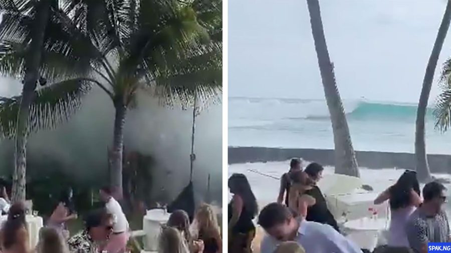 VIDEO Hawaii: Oaspeții unei nunți au tras spaima vieții după ce un val uriaș s-a prăbușit peste ei