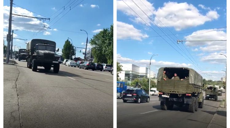 VIDEO Coloană militară – surprinsă pe străzile Chișinăului. Ce se întâmplă
