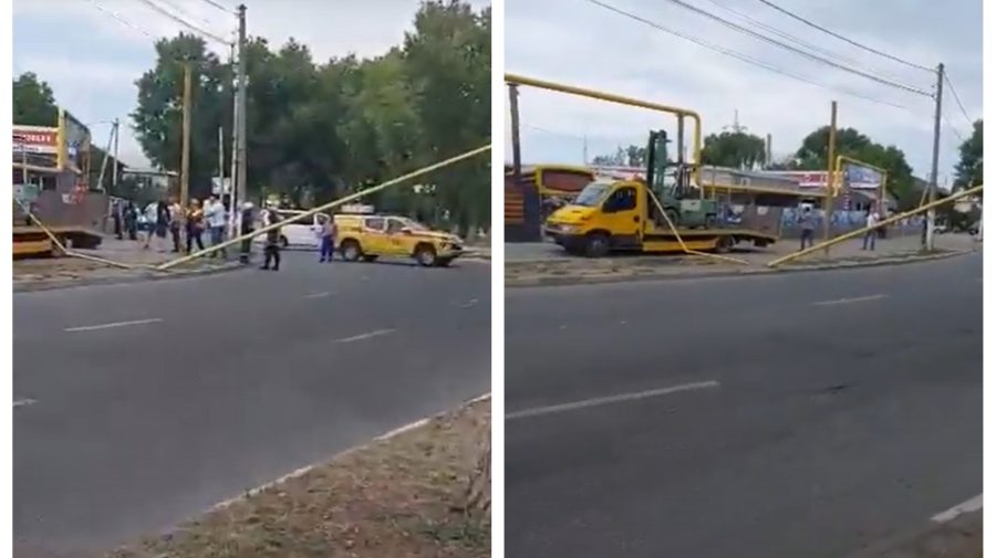 VIDEO Pericol de explozie la Bălți! O conductă de gaz a căzut lângă stadionul orașului