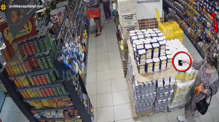 VIDEO RUȘINOS! O femeie sustrage un scaner dintr-un market și fuge. Este căutată de poliție