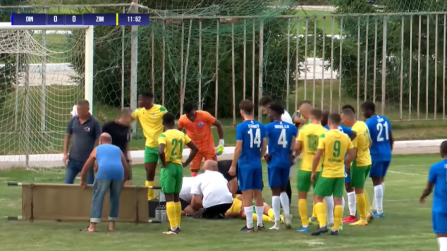 VIDEO S-a lovit și și-a pierdut cunoștința! Cum se simte fundașul clubului „Zimbru”, după meciul cu Dinamo-Auto