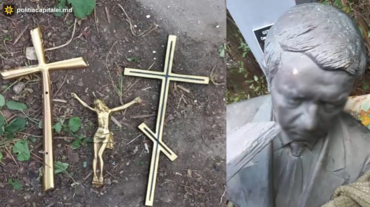 VIDEO A furat un monument din cimitir și voia să-l vândă la fier vechi! Individul riscă până la trei ani de închisoare