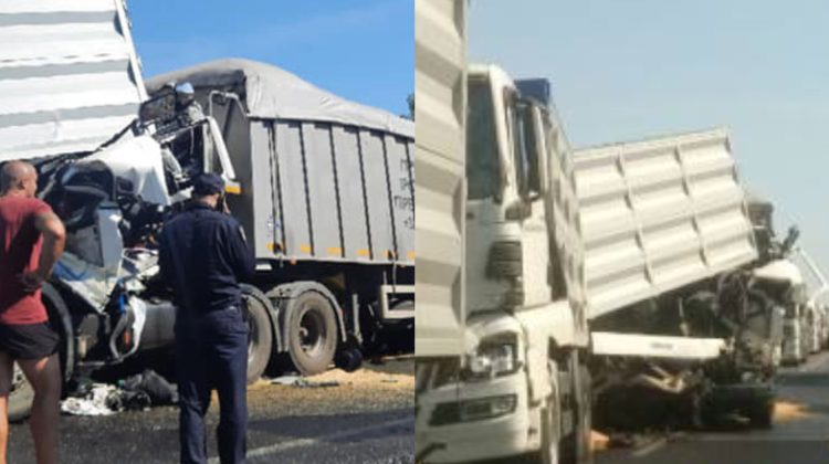 FOTO, VIDEO Accident grav cu trei camioane în regiunea Odesa. Cabină taiată pentru a scoate un șofer dintre fiare