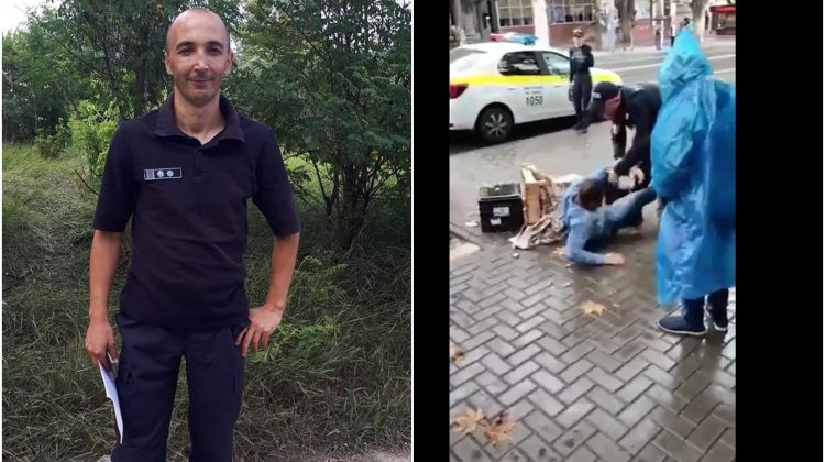 VIDEO Bătaie în Chișinău cu implicarea unui polițist: Colega stătea calmă cu telefonul în mână. Petic: Păcat de băiat