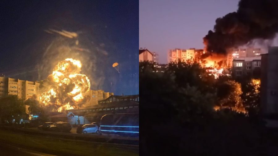 FOTO, VIDEO Nouă etaje – în flăcări. Un avion militar s-a prăbușit peste un bloc de locuit în Rusia