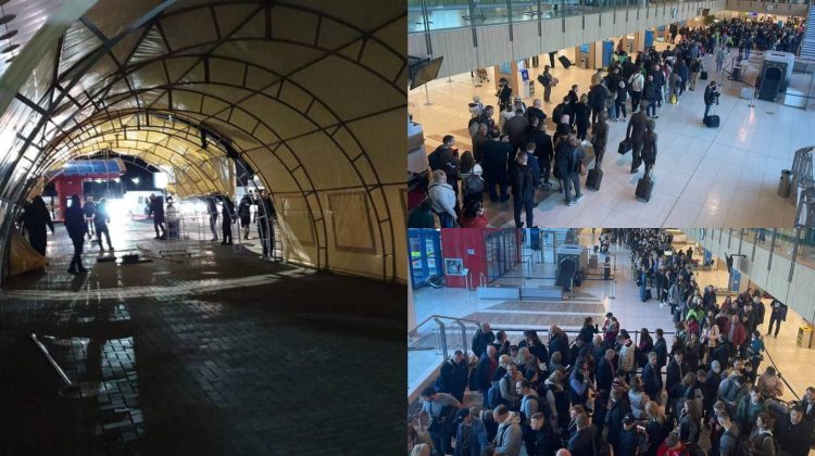 FOTO Cum vor fluidiza traficul? La intrare în Aeroportul Internaţional Chişinău au fost ridicate „tuneluri”