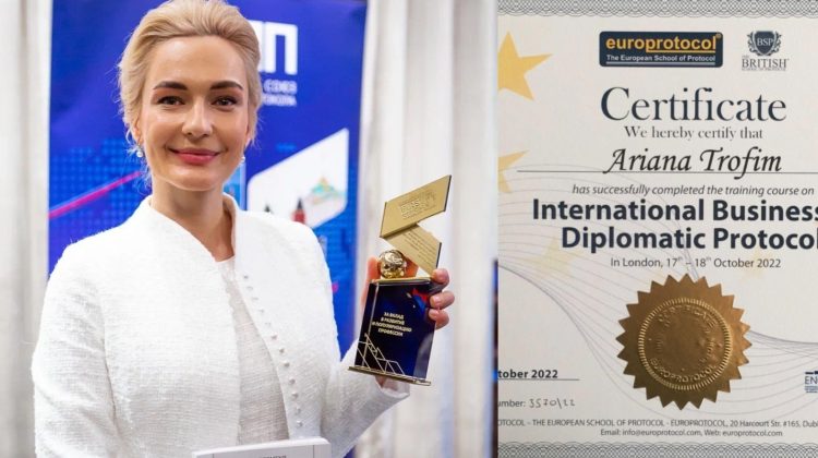 Mândri de ai noștri! Ariana Trofim – unica moldoveancă certificată în protocol internațional de afaceri și diplomatic