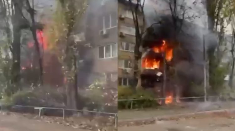 Kievul, atacat cu rachete. Presa ucraineană publică VIDEO dezolante cu blocuri distruse de explozii