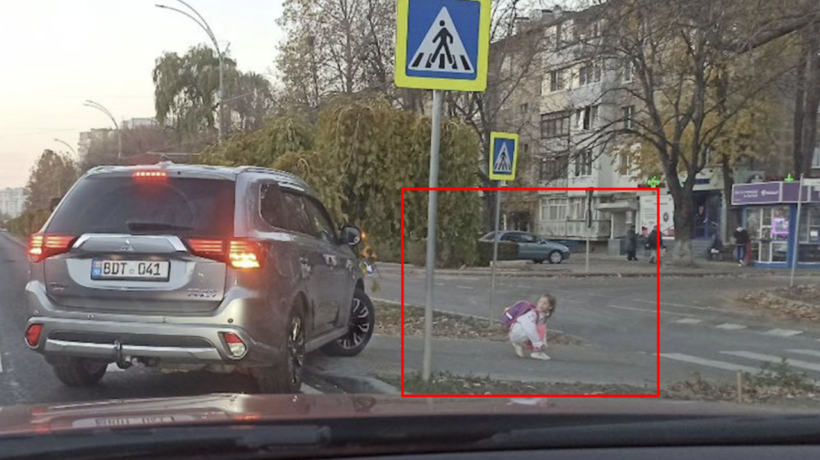 VIDEO Cât de sigură este trecerea de pietoni? Un copil din Chișinău – la un pas să ajungă sub roțile unui automobil