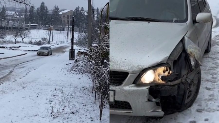 VIDEO Popularitatea costă… Lexusul avariat. Un șofer a izbit mașina de un stâlp cât filma video pentru TikTok