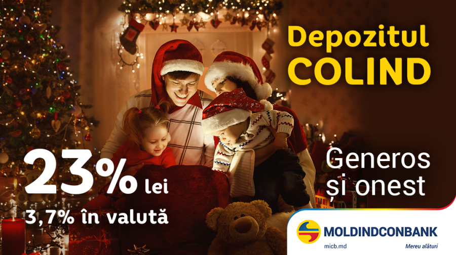 Moldindconbank te îndeamnă să întâmpini sărbătorile de iarnă cu depozitul generos „Colind”