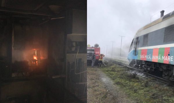 FOTO cu trenul cuprins de flăcări la Călărași. Peste 70 de persoane, evacuate din interior