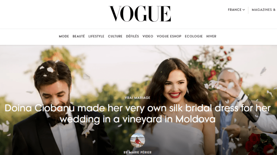VIDEO Nunta în vie a moldovencei Doina Ciobanu, pe Vogue: „Nu mi-a fost rușine niciodată să zic că sunt din Moldova”