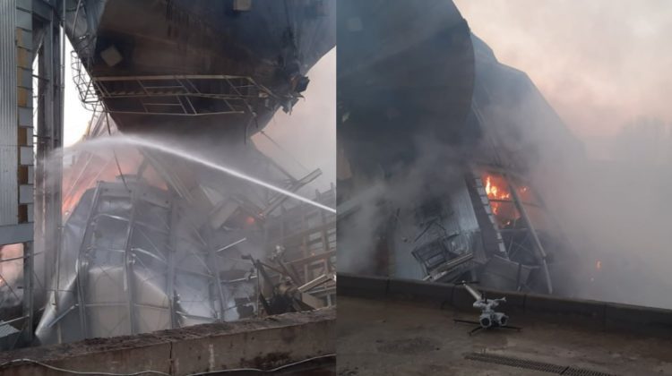 Incendiul de la portul Giurgiulești a fost localizat. Ultimele informații raportate de pompierii