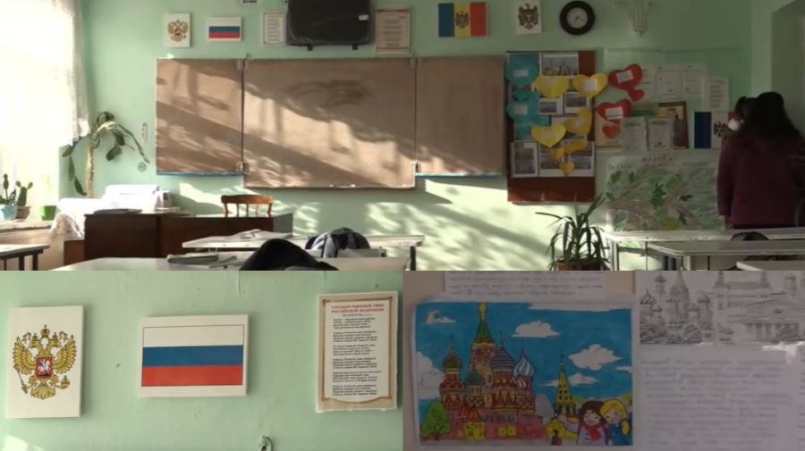 VIDEO Drapelul, stema și imnul Rusiei – la loc de cinste într-o sală de clasă. Se întâmplă în Republica Moldova!