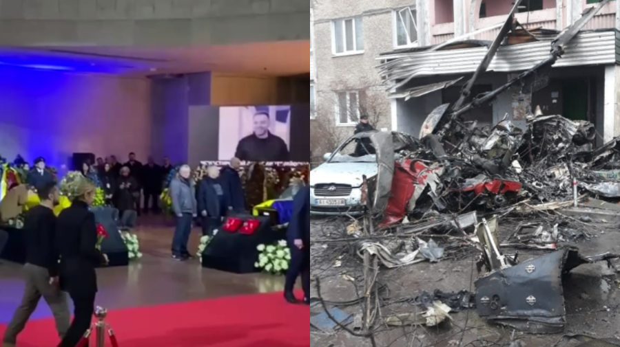 VIDEO Zelenski și-a luat rămas bun de la ministrul de Interne, decedat la Brovarî. Mulțime de ucraineni lângă sicriu