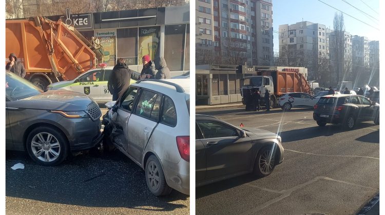 FOTO Patru mașini – implicate într-un accident rutier! Doi minori au fost transportați la spital