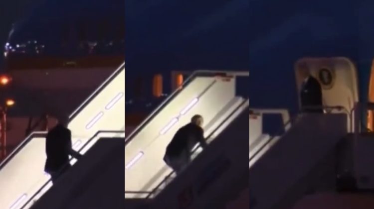 VIDEO Biden s-a împiedicat pe scările avionului cu care a decolat din Varșovia. Internauții râd: LEGENDAR