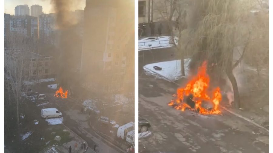 VIDEO Un șofer a rămas fără automobil! Mașina a ars în totalitate, în sectorul Ciocana
