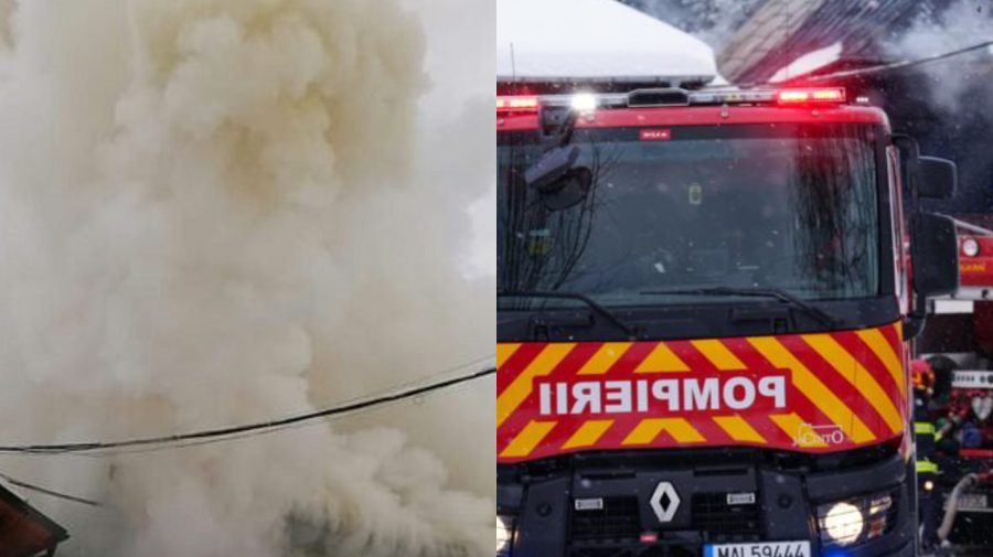 FOTO Flăcări uriașe la mănăstirea Putna. Pompieri din cinci localități, mobilizați să lichideze incendiul