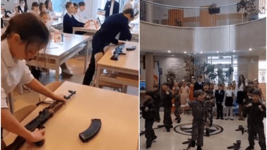 VIDEO Imagini șocante în școlile din Crimeea: elevi instruiți de ruși să mânuiască armele