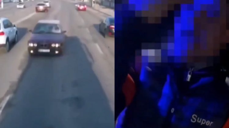 VIDEO de râs. „Stecla era înghețată, iar soarele…” Șoferul de BMW, filmat că mergea pe contrasens, prins beat criță