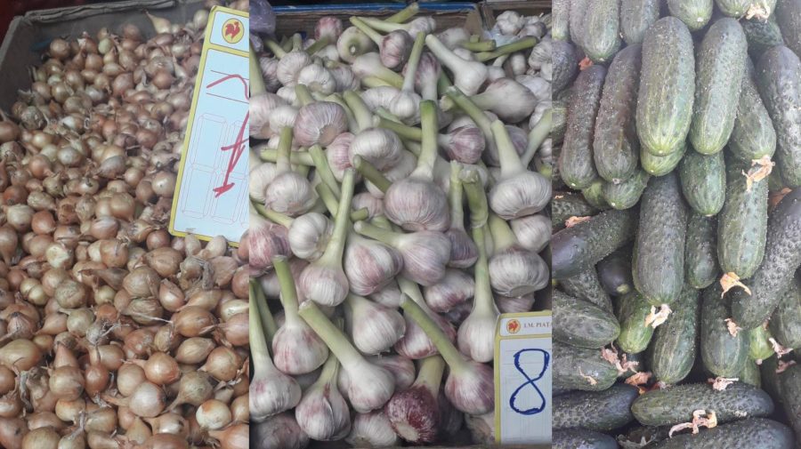FOTO Au „înnebunit” prețurile la Piața Centrală: Cât costă un kilogram de arpagic, castraveți și usturoi