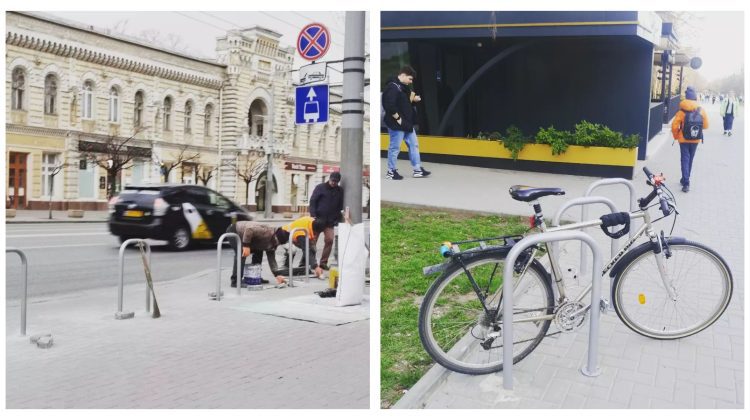 FOTO Parcări pentru biciclete – acum și în Chișinău. Ce spune Alianța Biciclete Chișinău despre instalarea lor