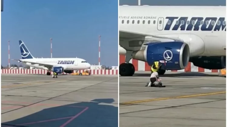 VIDEO șocant. Se întâmplă în România: O femeie cu un copil mic a încercat să prindă avionul din mers