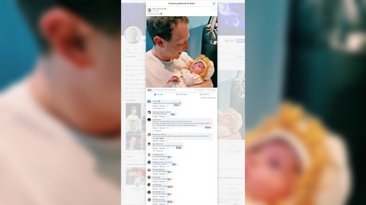 Zuckerberg a postat o fotografie cu fetița cea mai mică. Are o lună! Utilizatorii moldoveni de Facebook l-au felicitat