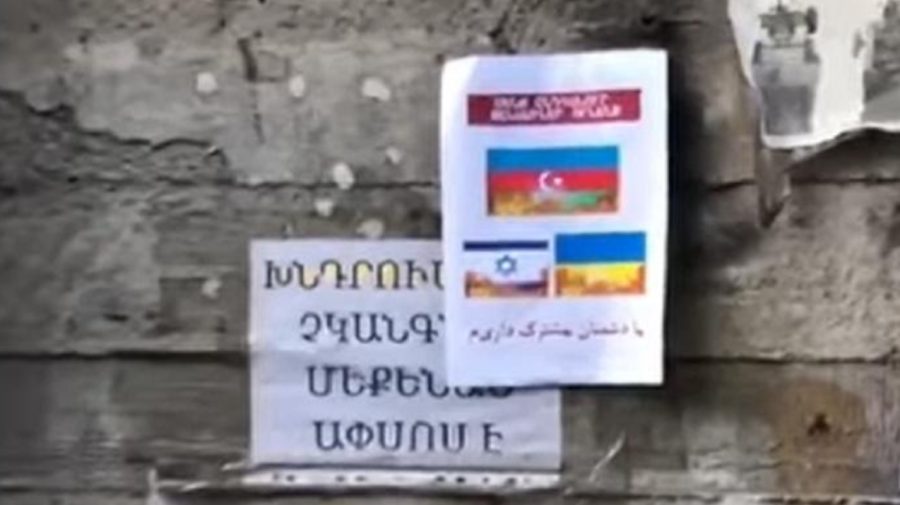 Instigare la arderea drapelelor Ucrainei, Israelului și Azerbaidjanului în Erevan, capitala Armeniei
