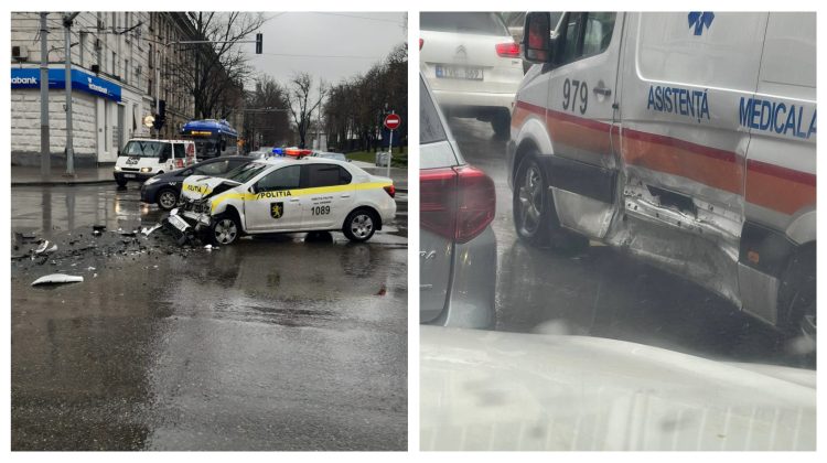 Accidentul cu ambulanța și mașina poliției de pe bulevardul Ștefan cel Mare: Cine se face vinovat de impact