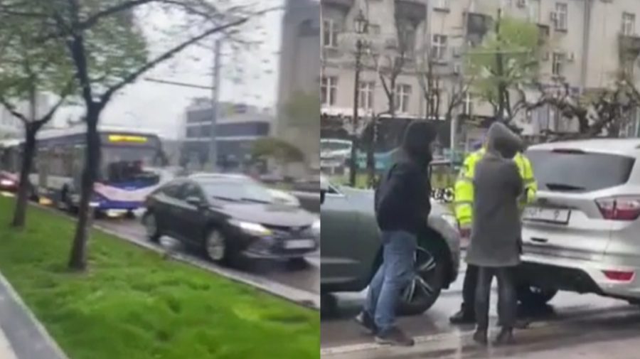 VIDEO Seară lungă în centrul capitalei: Troleibuzele stăteau pe loc, după ce două mașini s-au ciocnit pe bd. Gr. Vieru