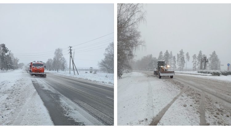 FOTO Zăpada și vremea rea au pus stăpânire peste Moldova! Drumarii au intervenit cu tone de material antiderapant