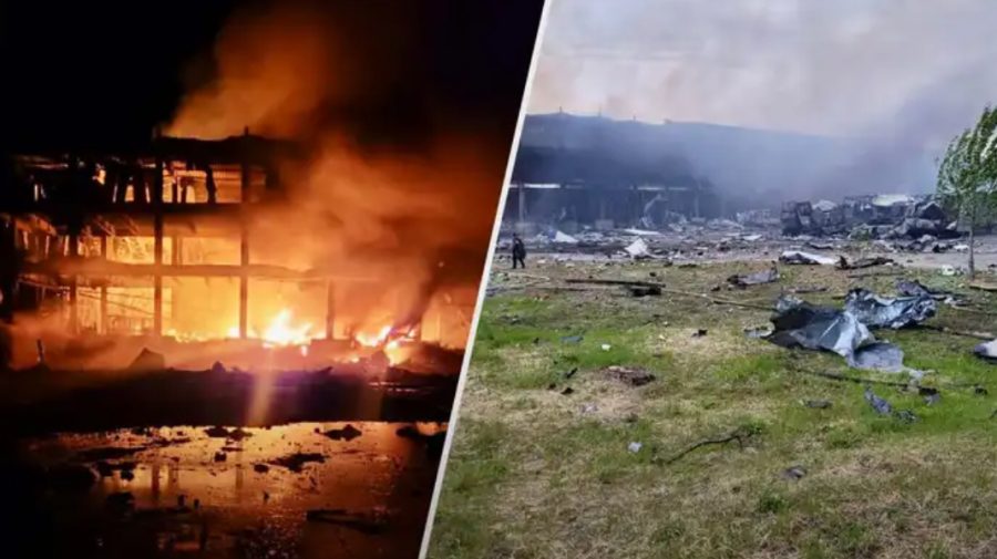 FOTO Trupele ruse au distrus depozitul Crucii Roșii din Odesa. Flăcările au mistuit 1 000 de metri pătrați