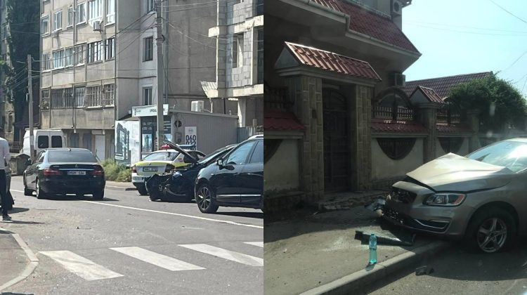VIDEO Accident rutier pe o stradă din Chișinău. Poliția și ambulanța, la fața locului