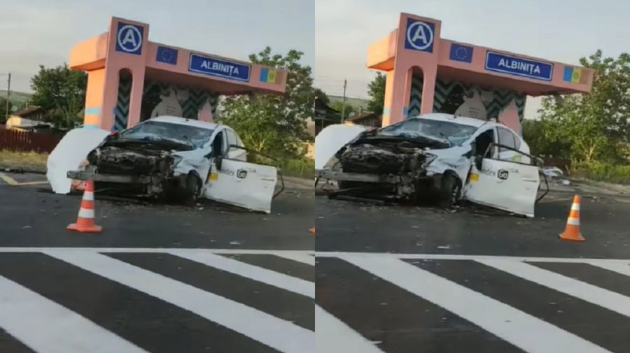 VIDEO Cu mașina în stație! Un șofer de taxi a ajuns la spital, în urma unui accident rutier pe care l-a provocat
