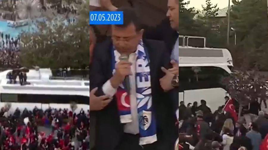 VIDEO Autobuzul de campanie al primarului de Istanbul a fost atacat cu pietre