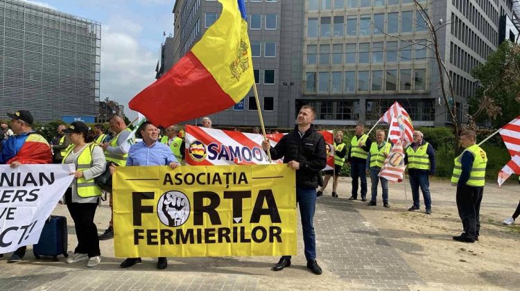 VIDEO Fermierii moldoveni au protestat la Bruxelles: Avem nevoie de un suport pentru agricultură